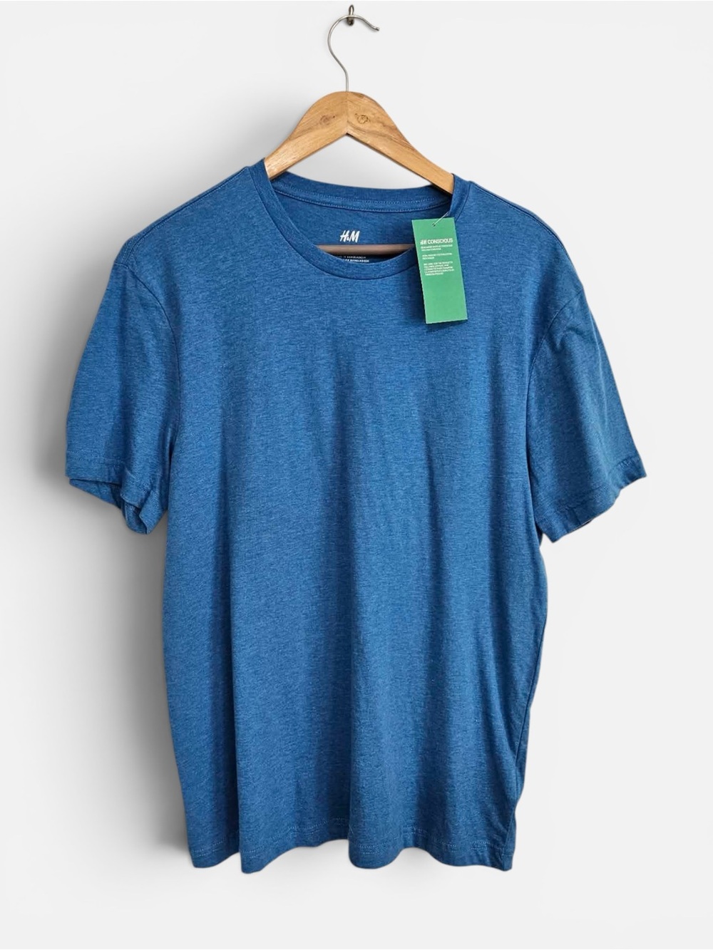 H&M Men's Heathered Blue Short Sleeve Crewneck Tee